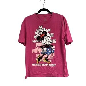 Disney Shanghai Women's Minie Mouse Graphic Print Short Sleeve Shirt Pink Large
